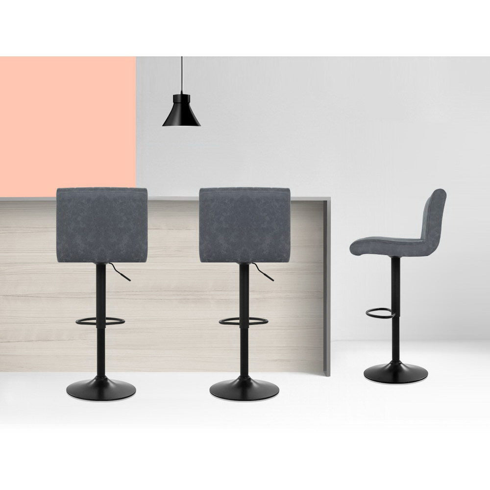 Line Style Bar Stools With Grey PU Leather Seats