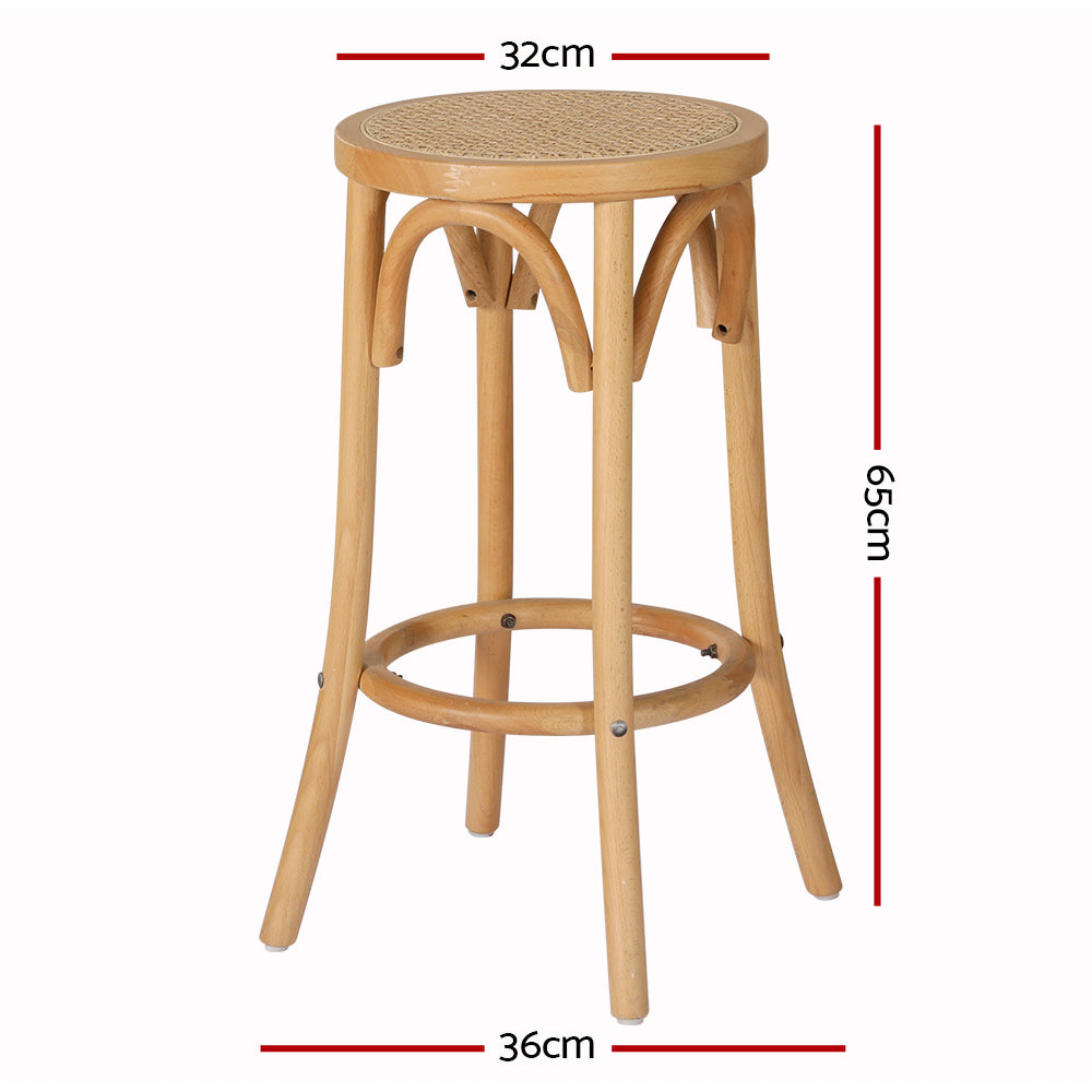 Artiss X2 Bar Stools Wooden Counter Chair with Rattan Seat