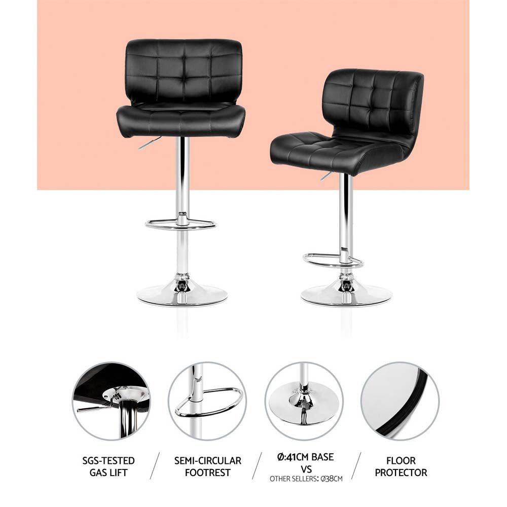 Set of 4 PU Leather Gas Lift Bar Stools