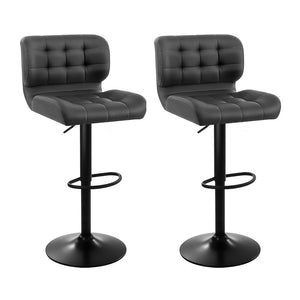 Set of 2 Kitchen Bar Stools With Gas Lift And Plush Seats