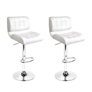 Gas Lift Bar Stools - White and Chrome - Set Of 2