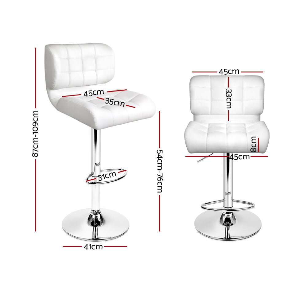 Gas Lift Bar Stools - White and Chrome - Set Of 2