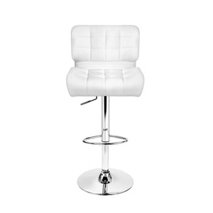 Gas Lift Bar Stools - White and Chrome - Set Of 2
