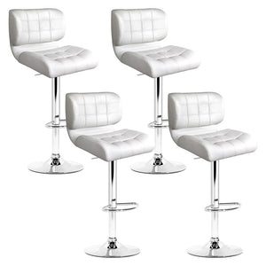 White Bar Stools With Chrome Base And Gas Lift - 4 Pack