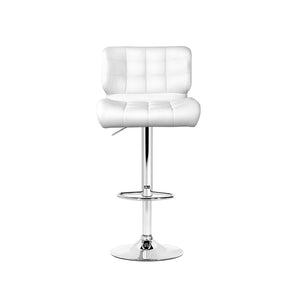 White Bar Stools With Chrome Base And Gas Lift - 4 Pack