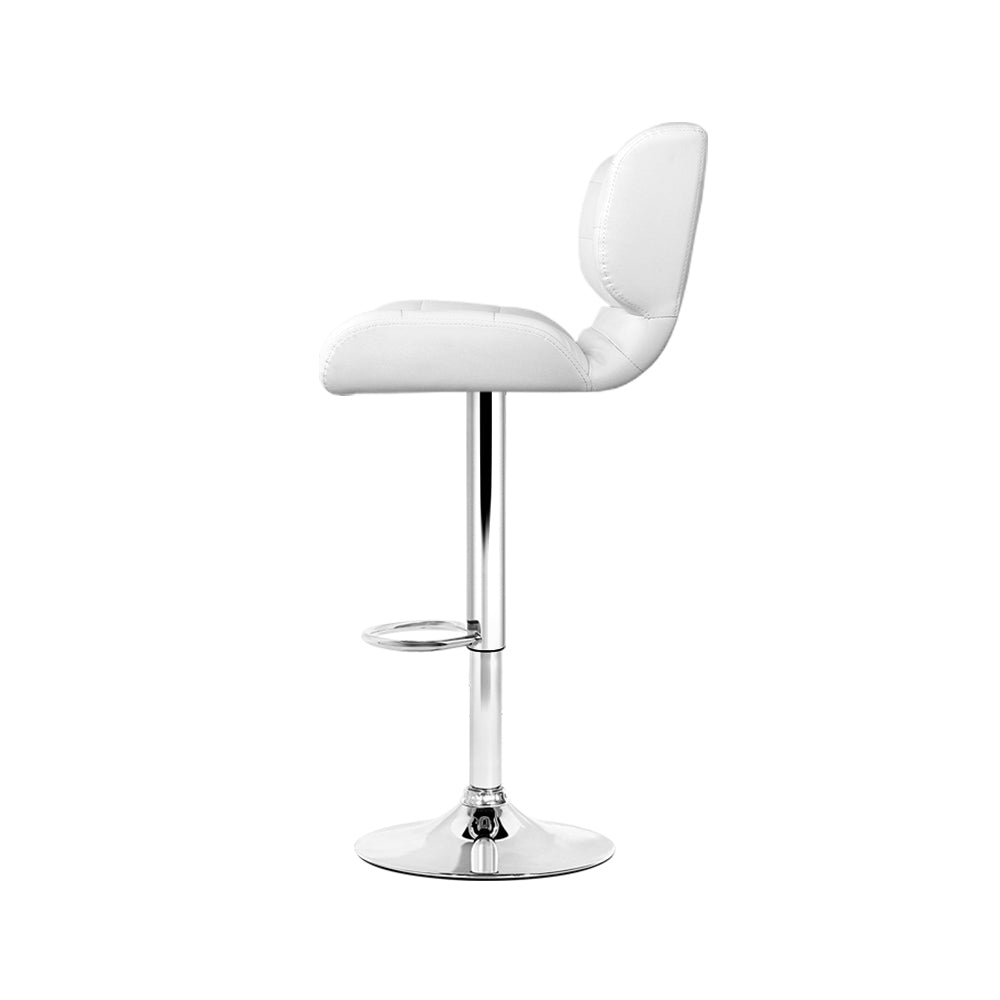 White Bar Stools With Chrome Base And Gas Lift - 4 Pack