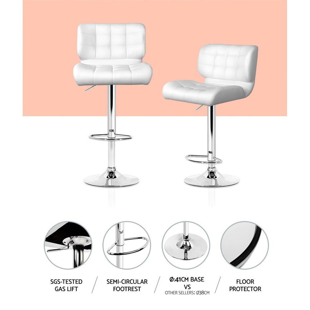 White Bar Stools With Chrome Base And Gas Lift - 4 Pack