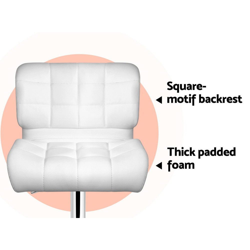 White Bar Stools With Chrome Base And Gas Lift - 4 Pack