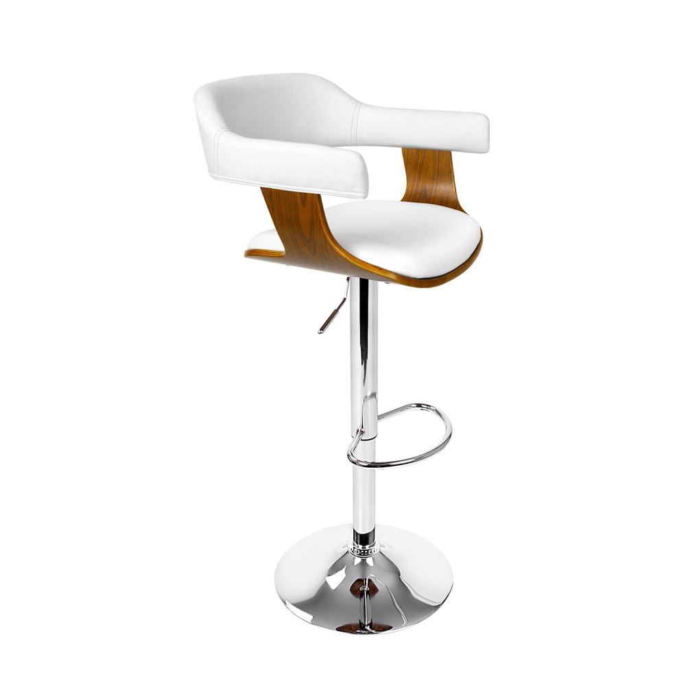 Wooden Bar Stool - White and Chrome