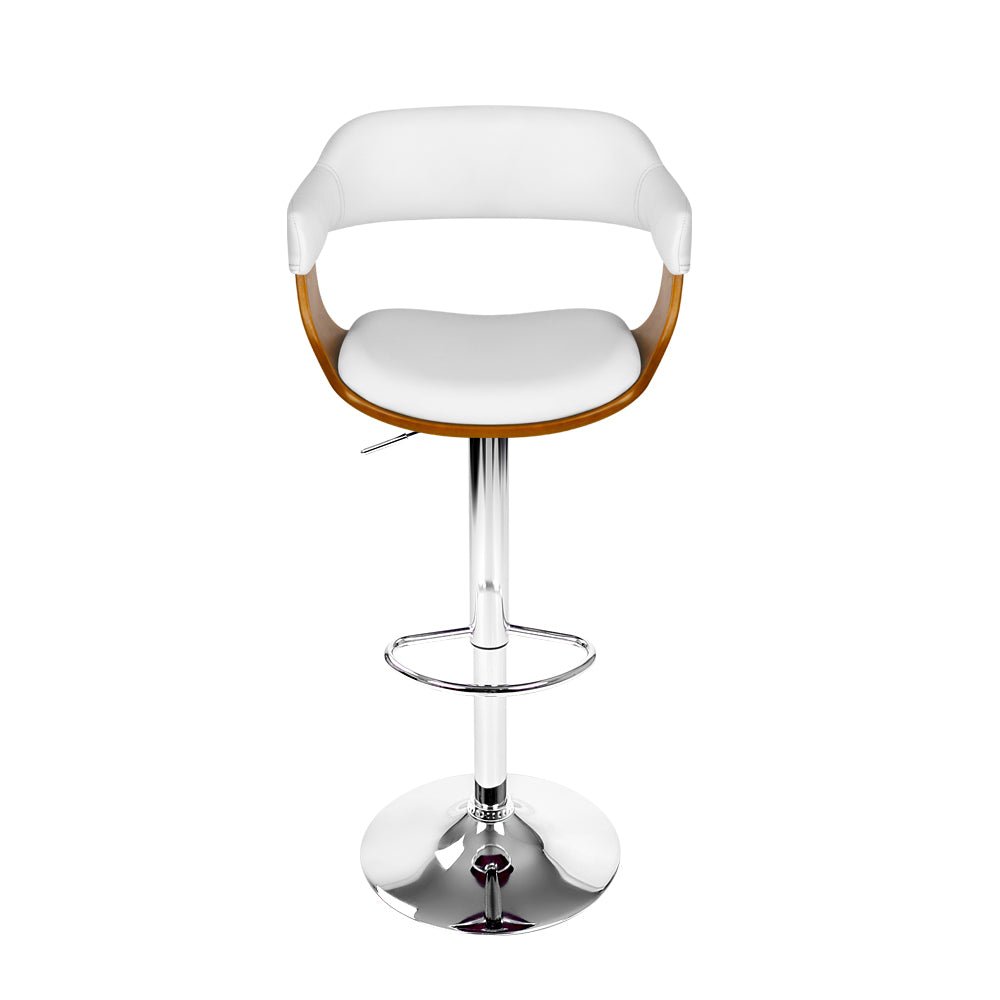 Wooden Bar Stool - White and Chrome