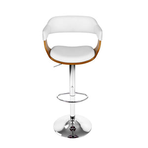 Wooden Bar Stool - White and Chrome