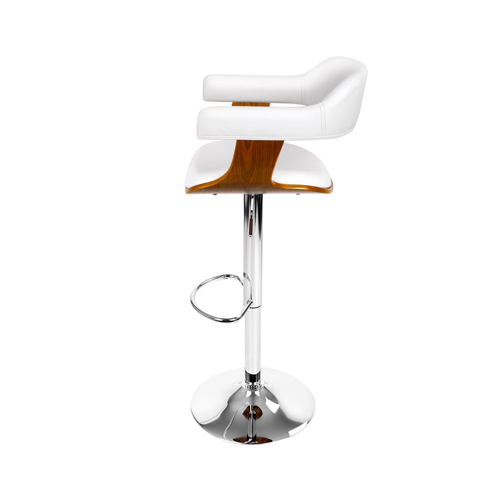Wooden Bar Stool - White and Chrome