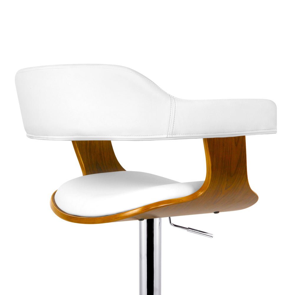 Wooden Bar Stool - White and Chrome