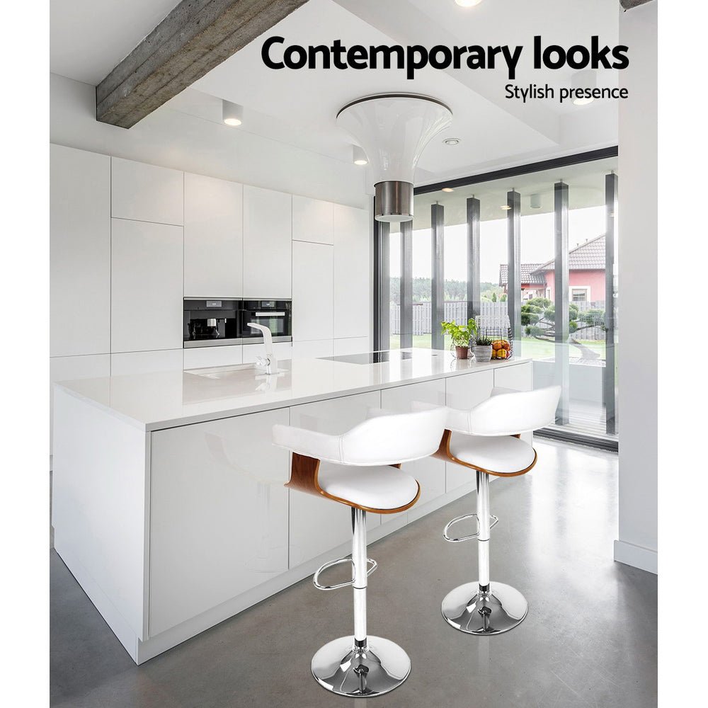 Wooden PU + Leather Bar Stool - Twin Set