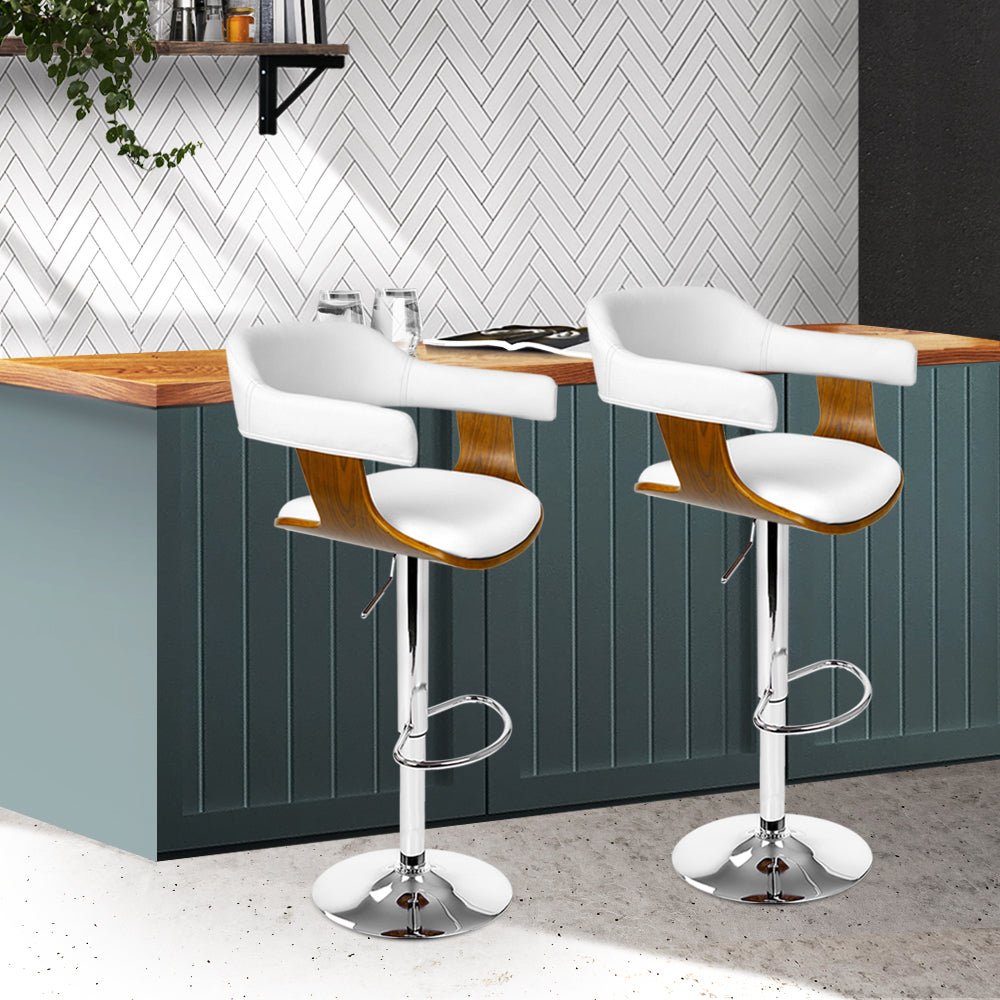 Wooden PU + Leather Bar Stool - Twin Set