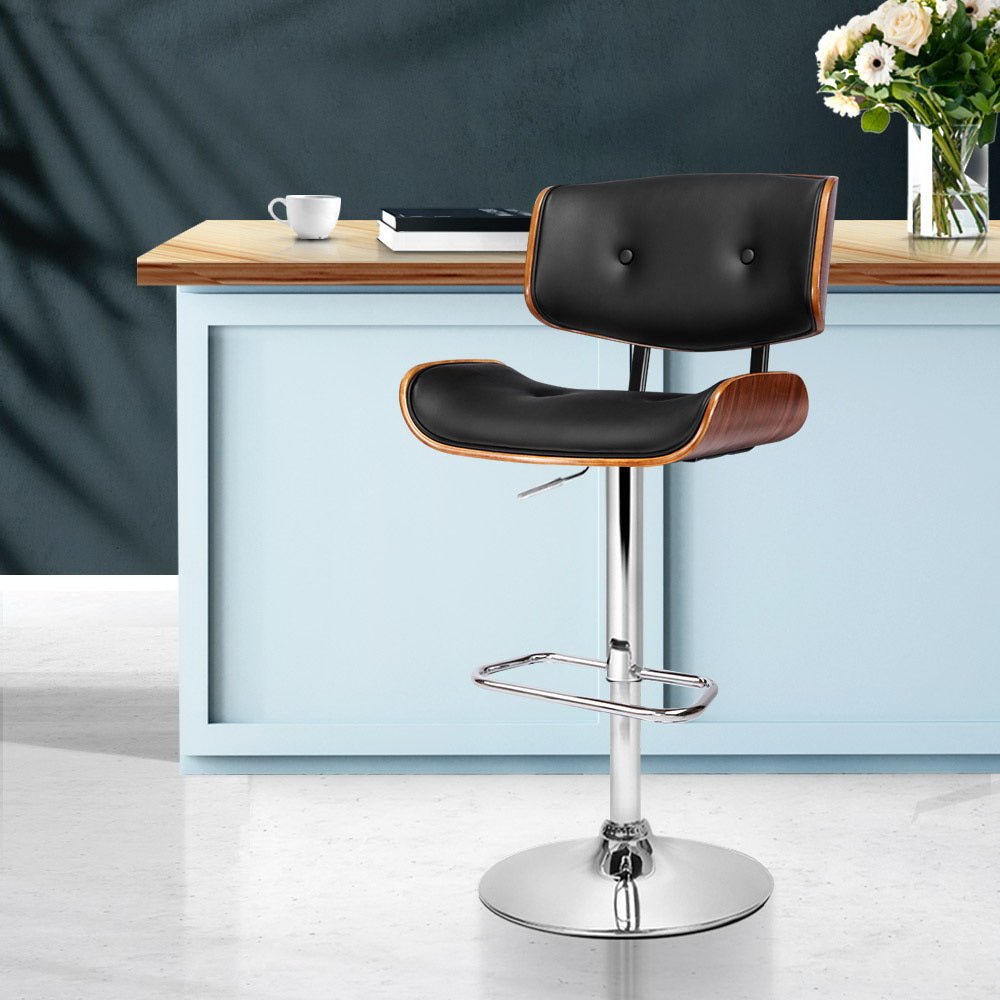 Wooden Gas Lift Bar Stool With Chrome Legs