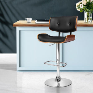 Wooden Gas Lift Bar Stool With Chrome Legs