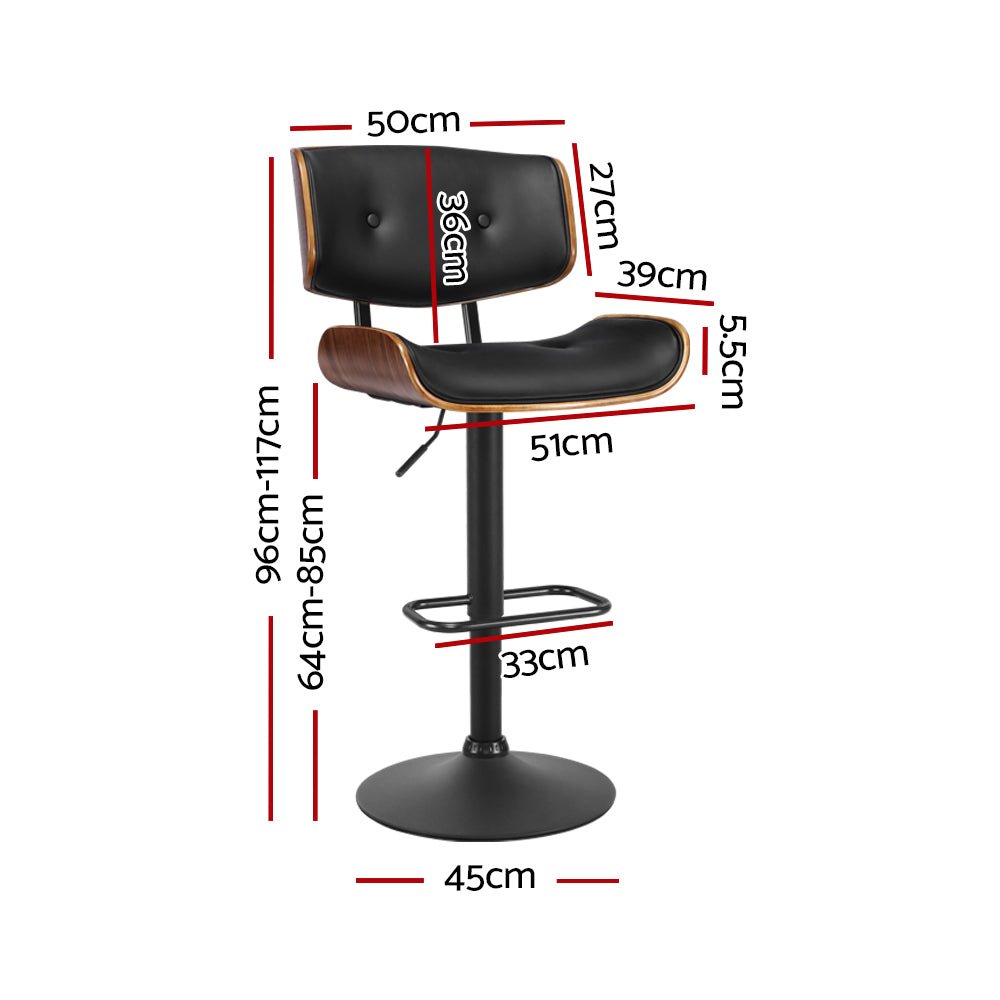 Gas Lift Wooden PU Leather Bar Stool