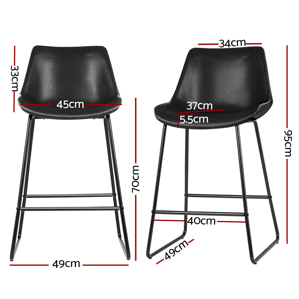Metal  Bar Stools For Kitchen Bench - 2 Pack