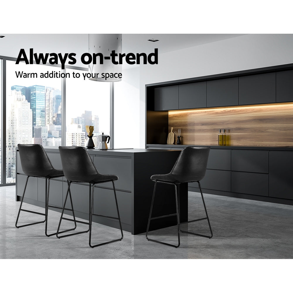 Metal  Bar Stools For Kitchen Bench - 2 Pack