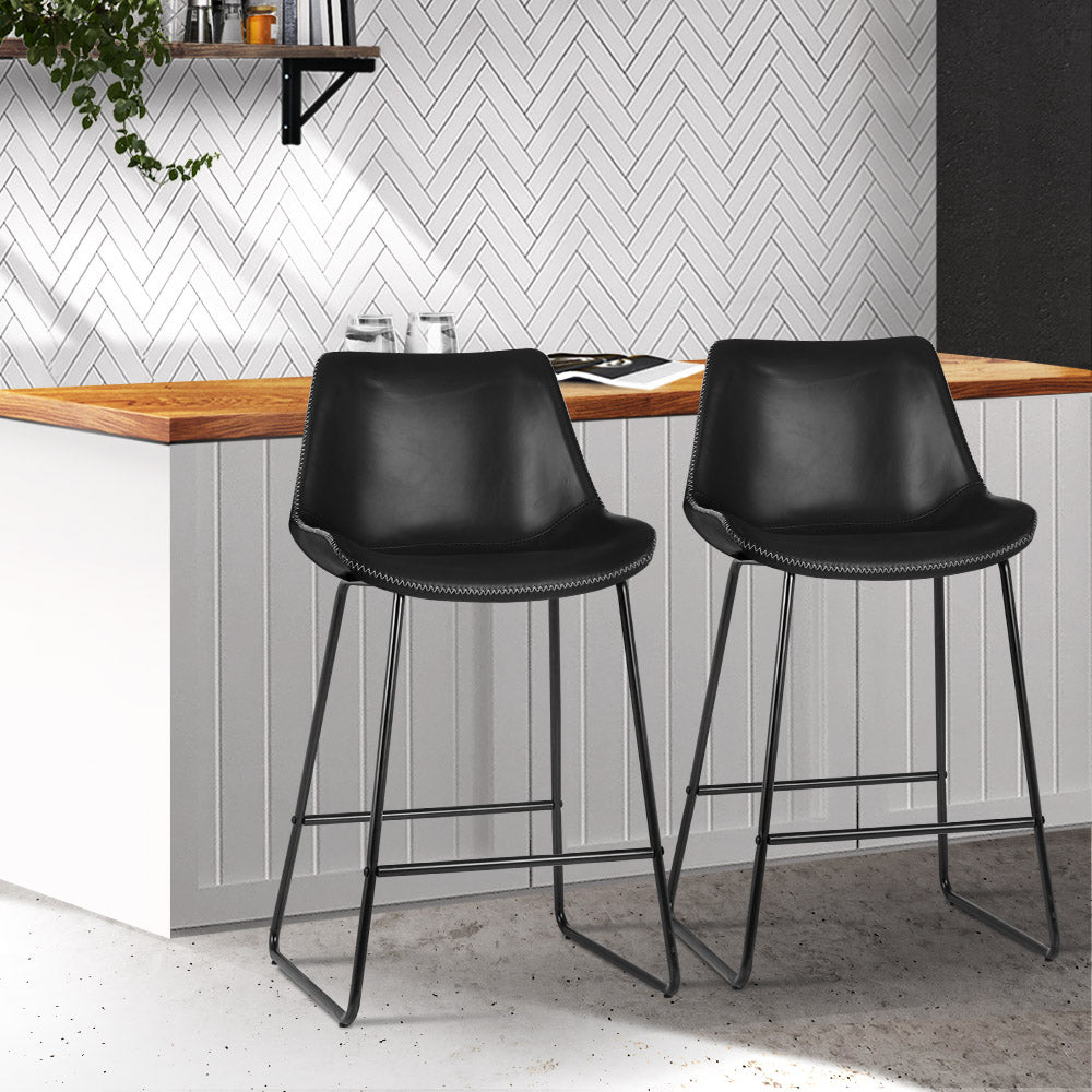 Metal  Bar Stools For Kitchen Bench - 2 Pack