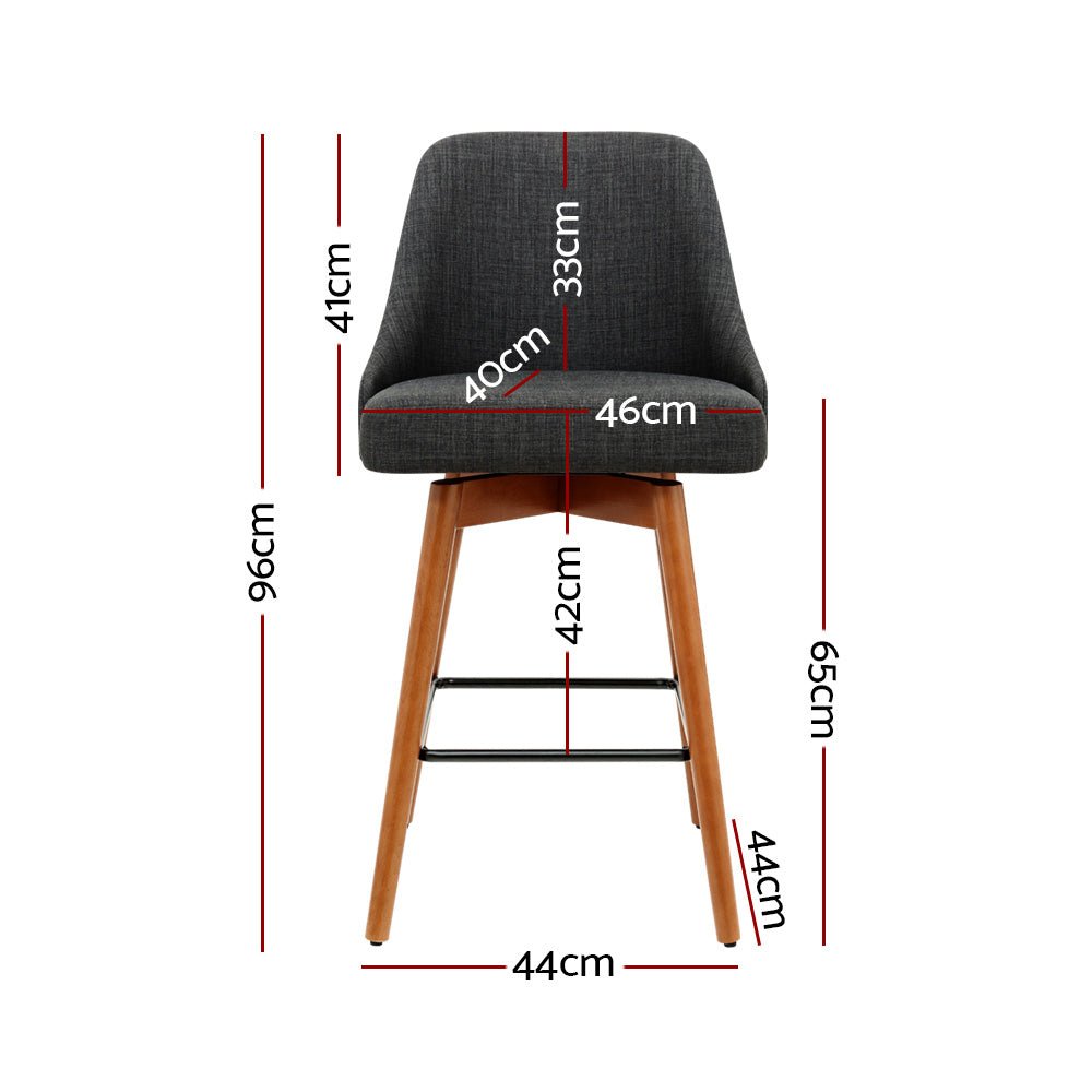 Set of 4 Wooden Fabric Bar Stools
