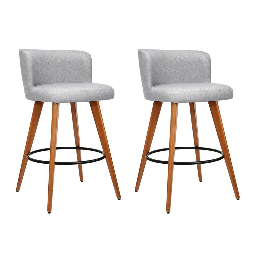 Wooden Fabric Bar Stools With Circular Footrest