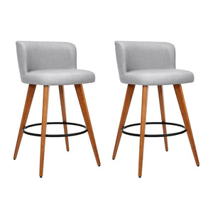 Wooden Fabric Bar Stools With Circular Footrest