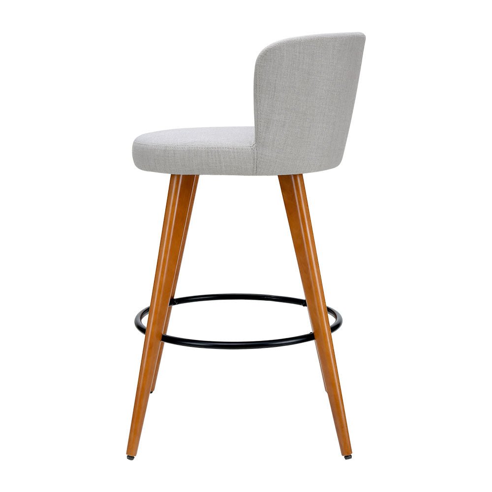 Wooden Fabric Bar Stools With Circular Footrest