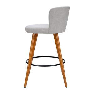 Wooden Fabric Bar Stools With Circular Footrest