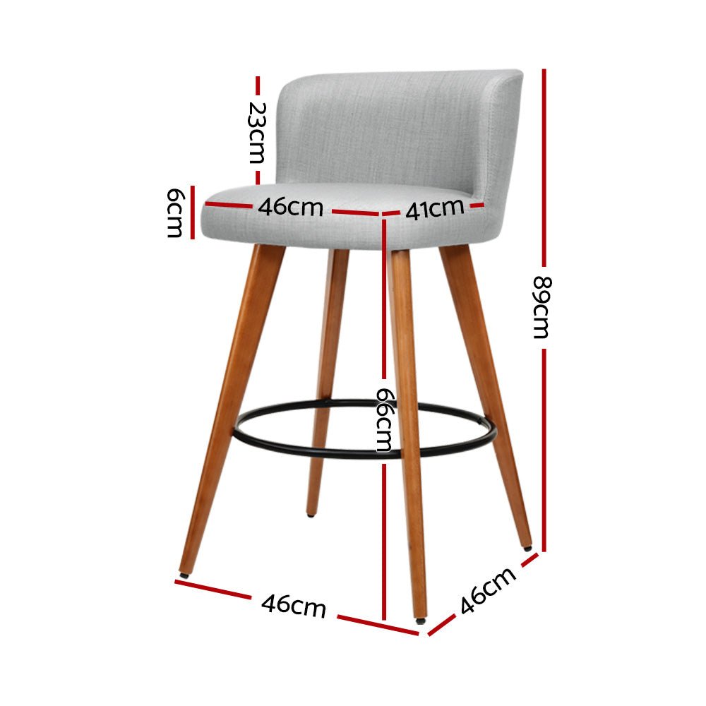 Beach Styled Wooden Fabric Bar Stools - 4 Pack