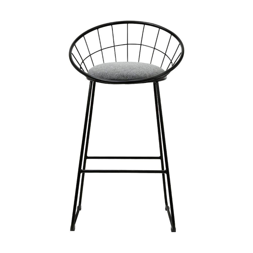 Grey And Black Bar Stools - Steel + Fabric - 2 Pack