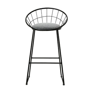 Grey And Black Bar Stools - Steel + Fabric - 2 Pack