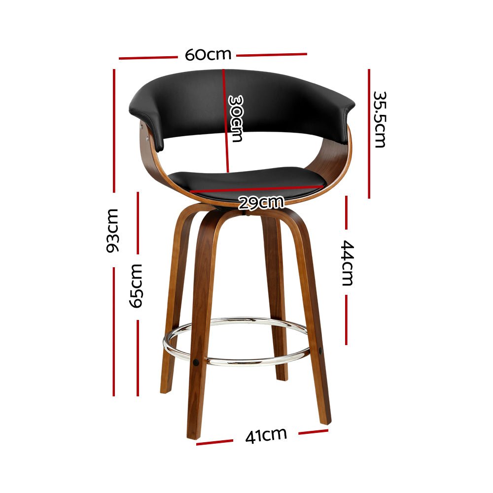 Wooden Swivel Bar Stools With PU Leather Seat