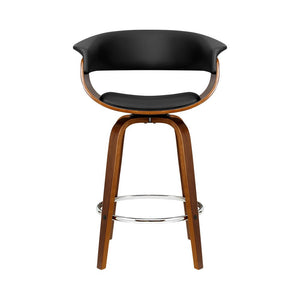 Wooden Swivel Bar Stools With PU Leather Seat