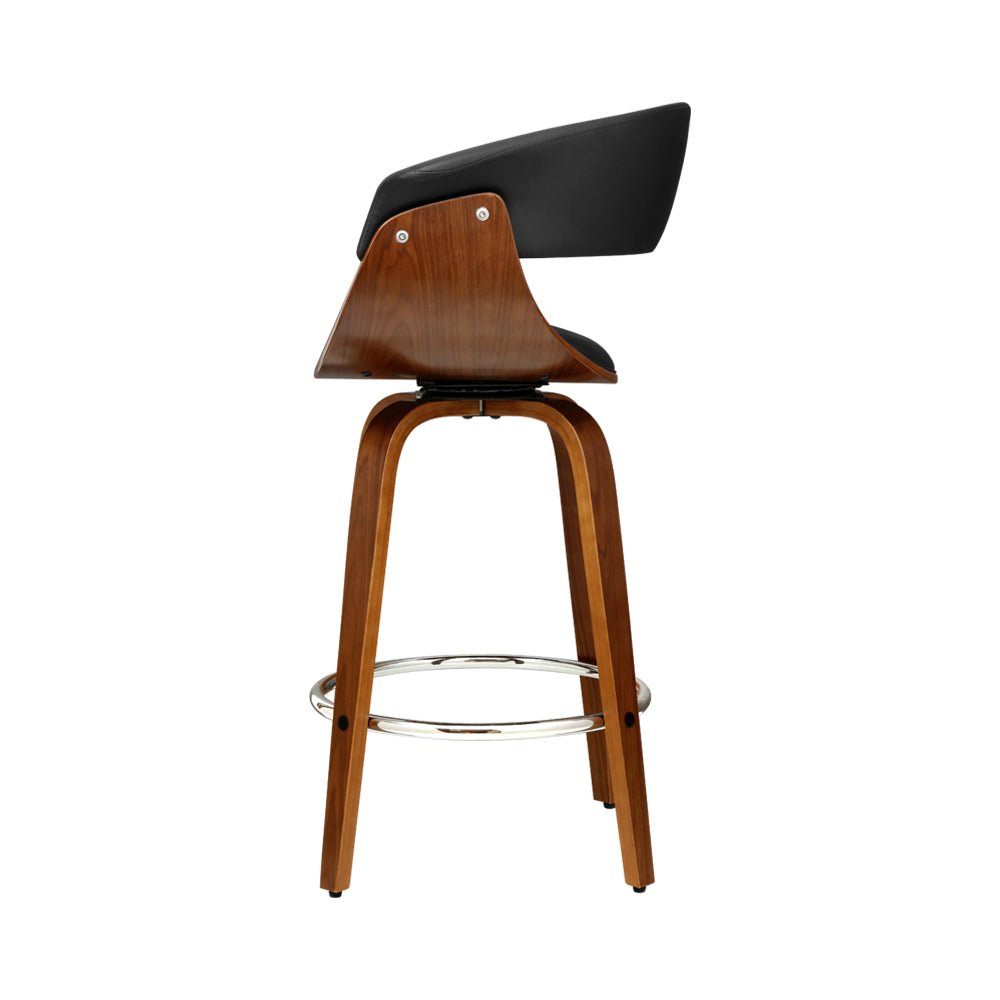 Wooden Swivel Bar Stools With PU Leather Seat
