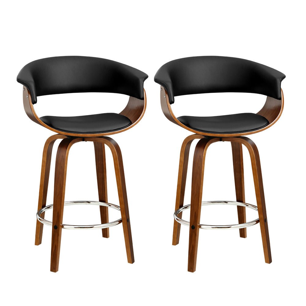 Swivel Leather Bar Stool - Set Of 2