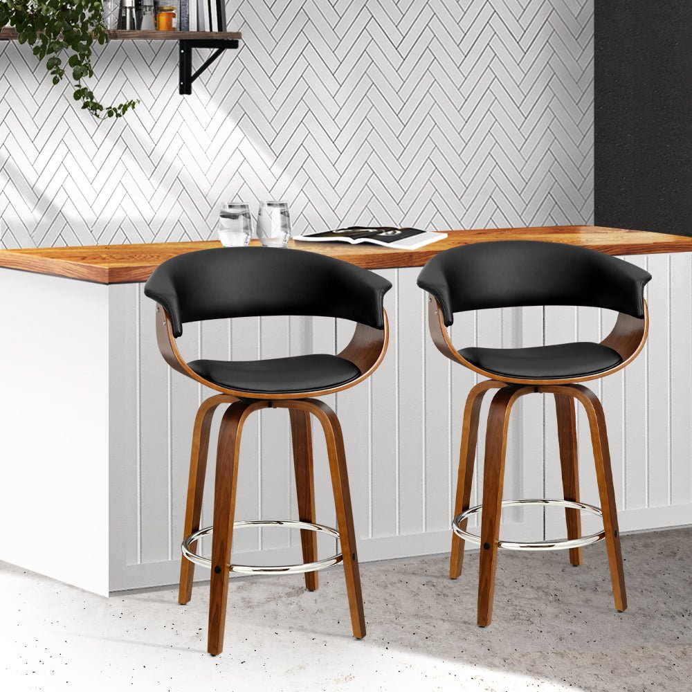 Swivel Leather Bar Stool - Set Of 2