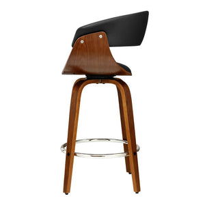 Swivel Leather Bar Stools With Wooden Finish