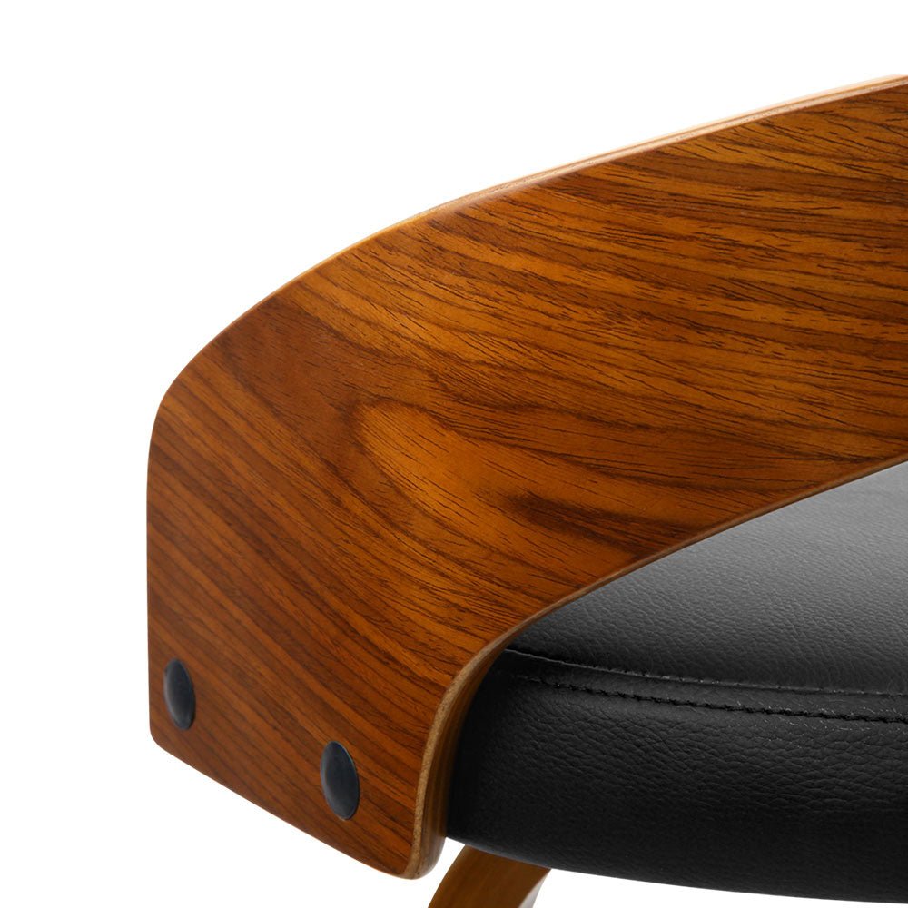 Black And Brown Walnut Wood Bar Stools - 2 Pack