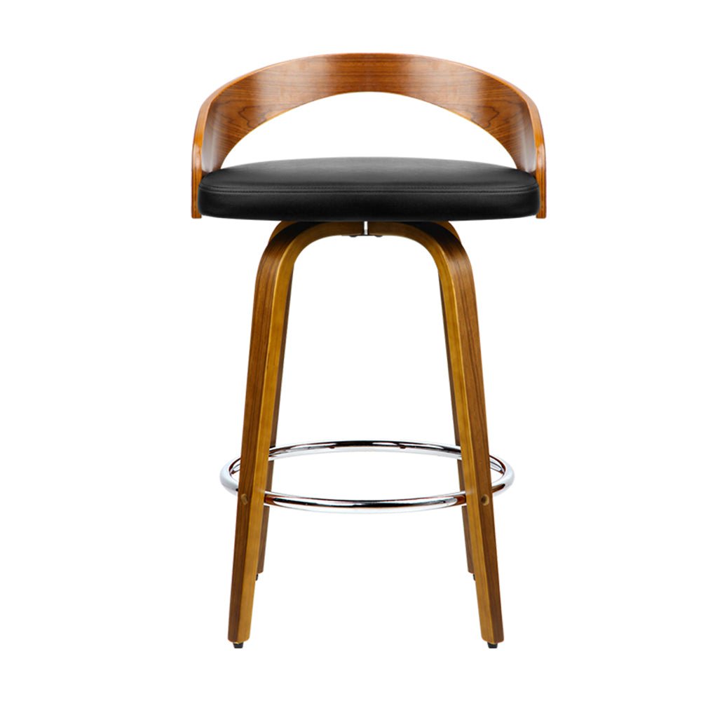 Walnut Wood Bar Stools - Black and Brown - 4 Pack