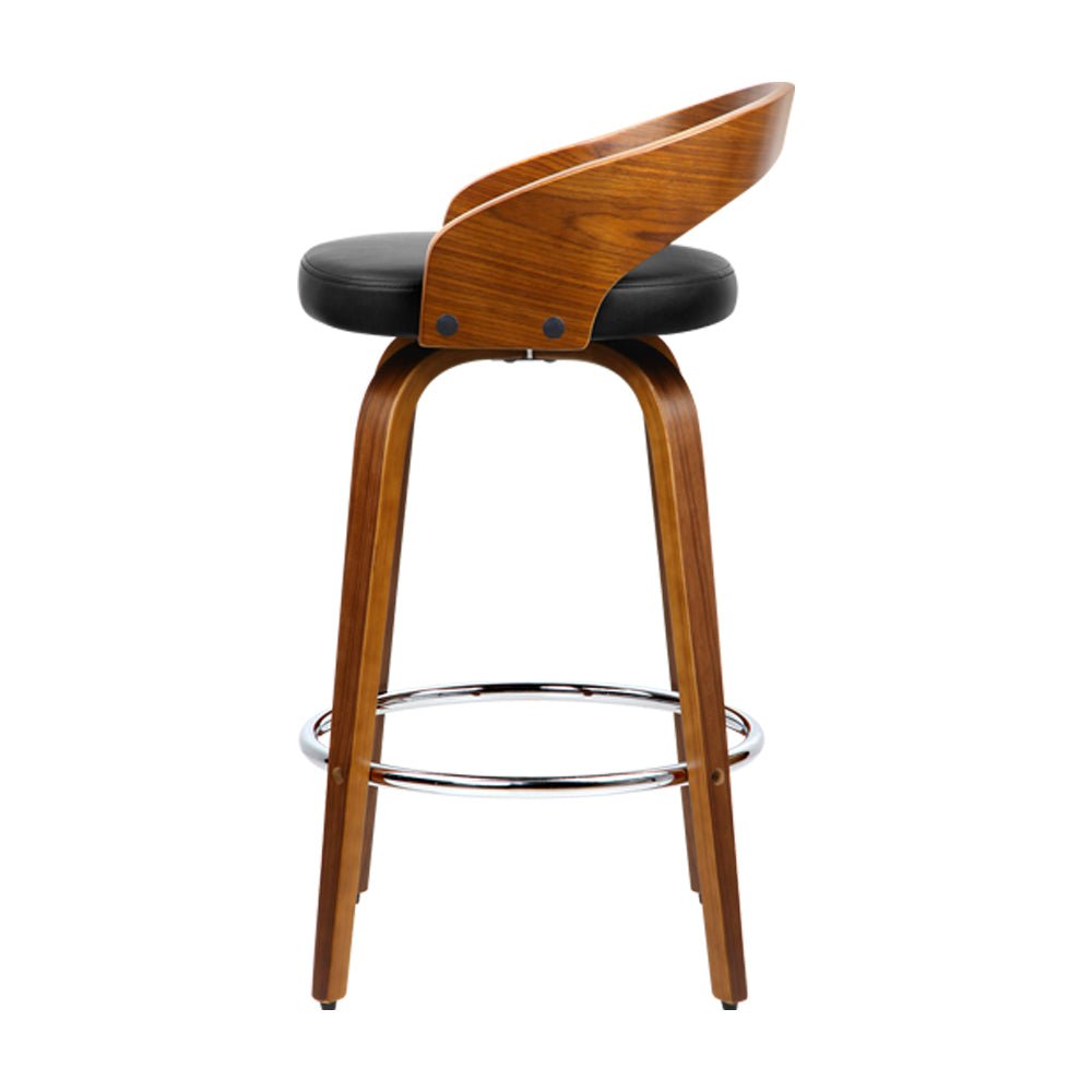 Walnut Wood Bar Stools - Black and Brown - 4 Pack