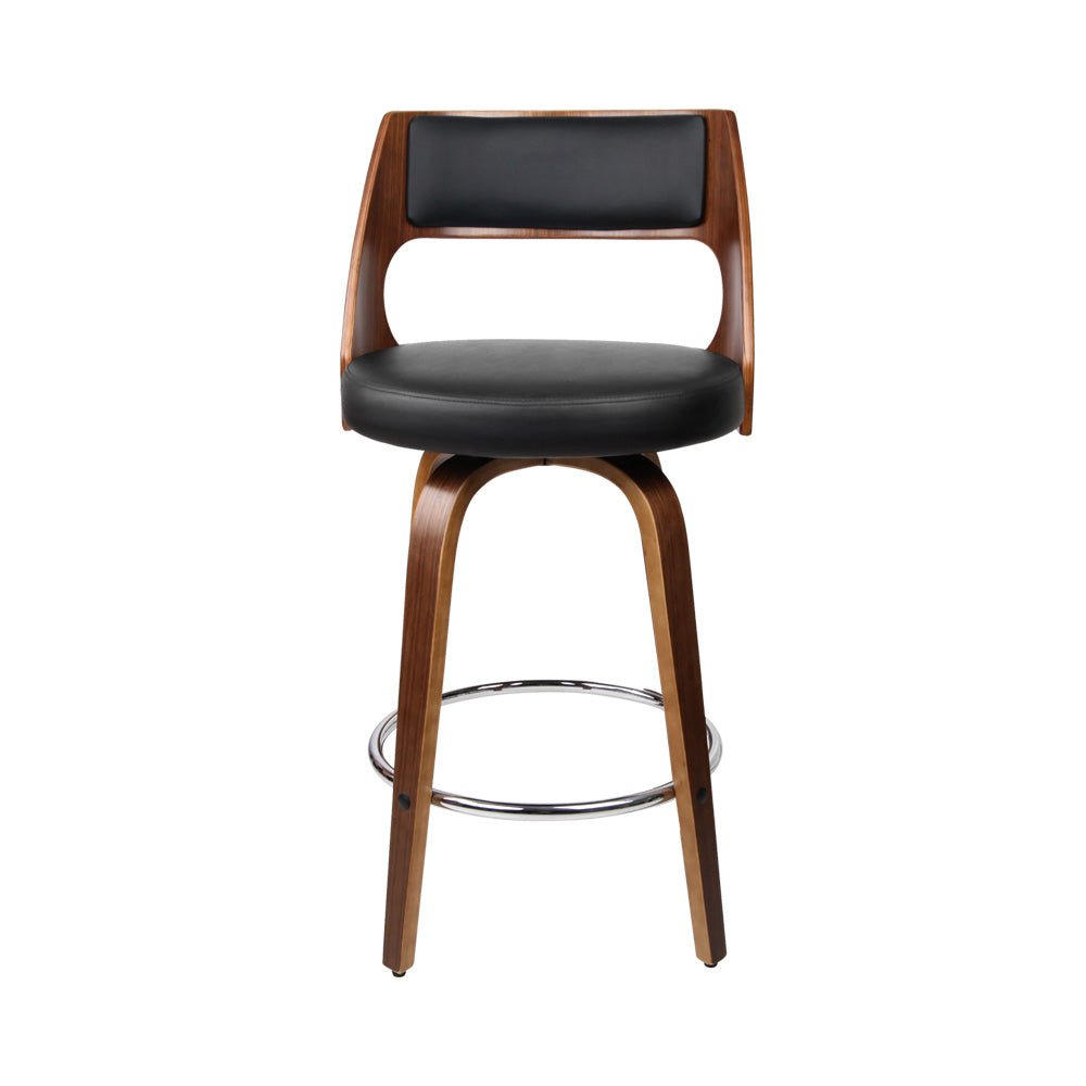 Set Of 2 Black Wooden Bar Stools