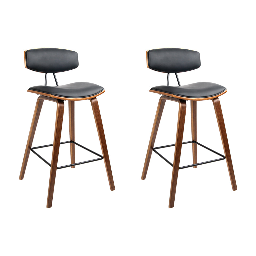 Black Leathered Circular Bar Stool With Footrest
