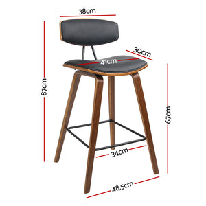 Black Leathered Circular Bar Stool With Footrest