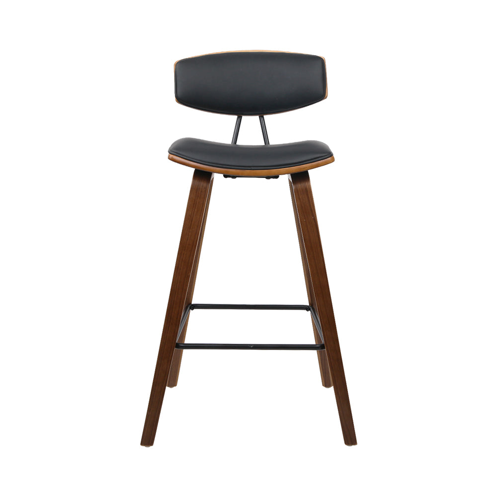 Black Leathered Circular Bar Stool With Footrest