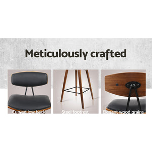 Black Leathered Circular Bar Stool With Footrest