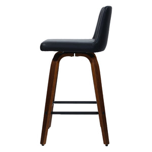 Set of 2 Wooden & Leather Bar Stools - 2 Pack