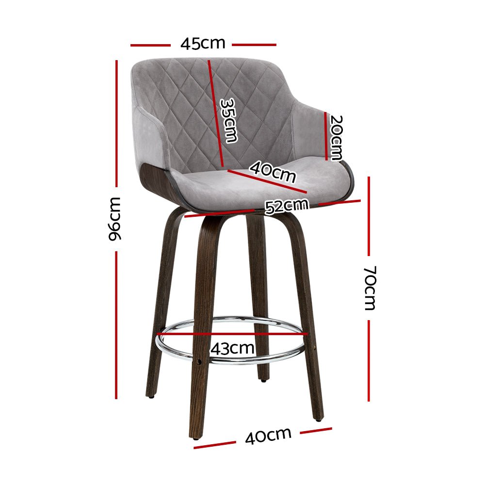 Grey Velvet Swivel Bar Stool