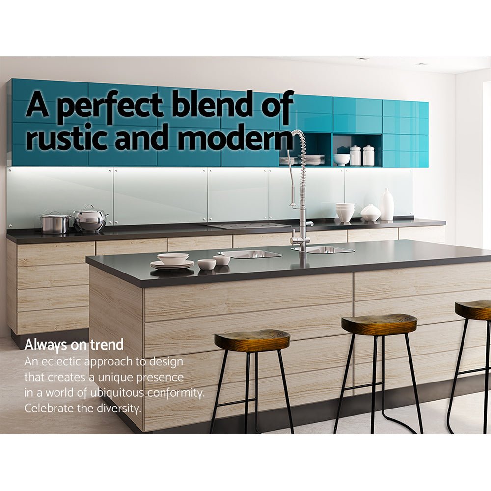 Backless Elm-Wood Bar Stools - 2 Pack